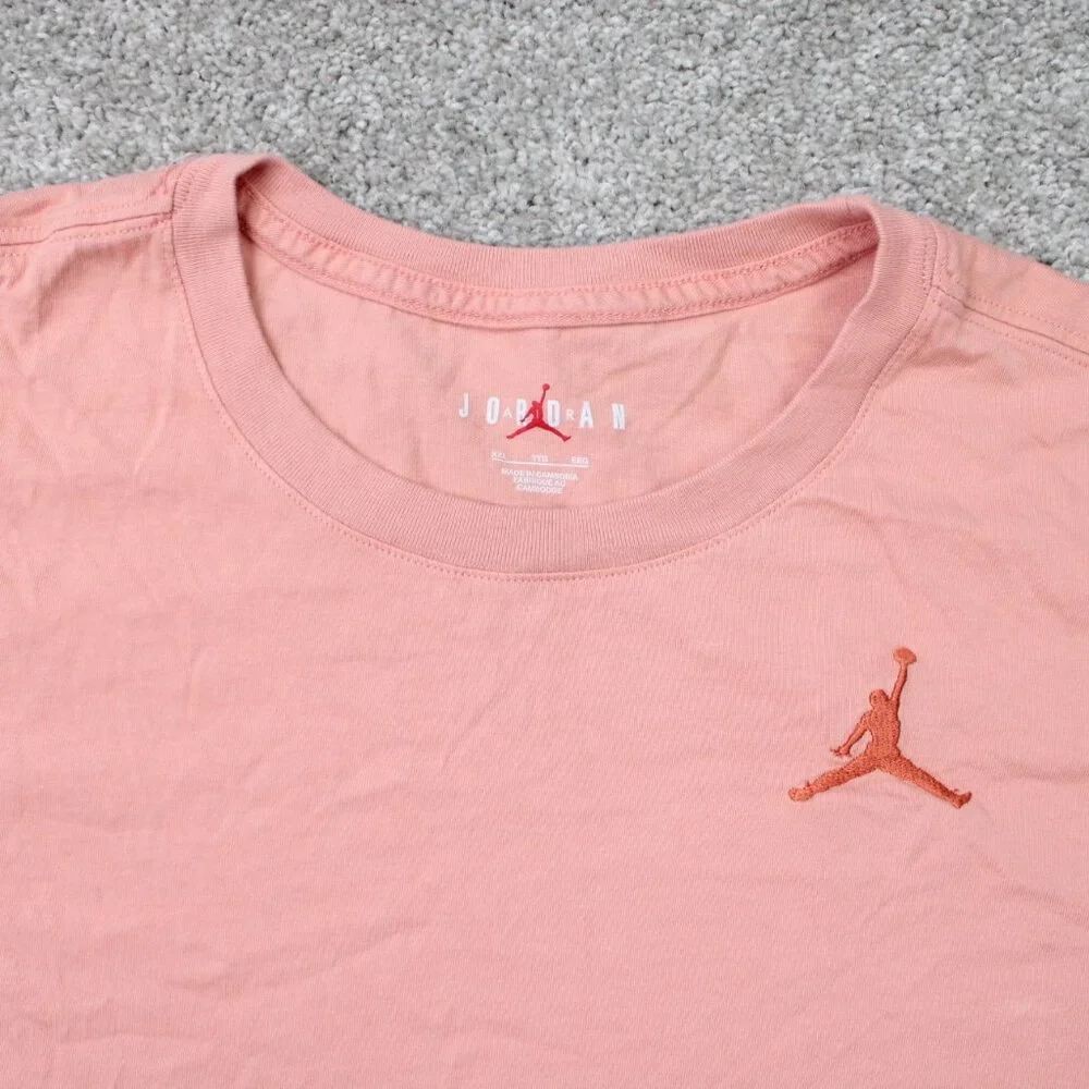 Jordan Shirt Mens 2XL XXL Pink Embroidered Jumpman‎ Logo Cotton Short Sleeve